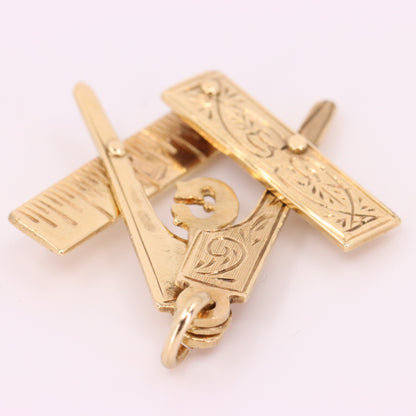 Vintage 9ct Hallmarked Gold Folding Masonic G Fob Loyalty Charm Freemason Gift
