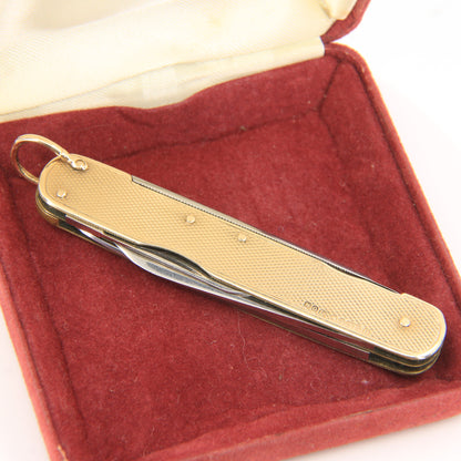 Antique 9ct Hallmarked Gold Edwardian Pocket Knife Folding Multitool Gift