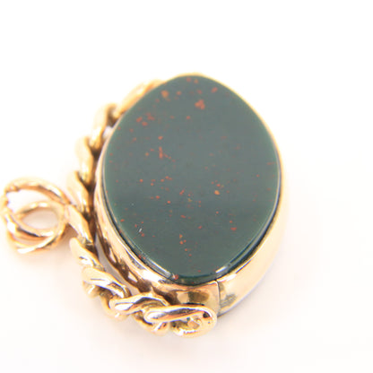 Antique 9ct Hallmarked Spinner Pendant – Bloodstone Carnelian Gold Fob Charm