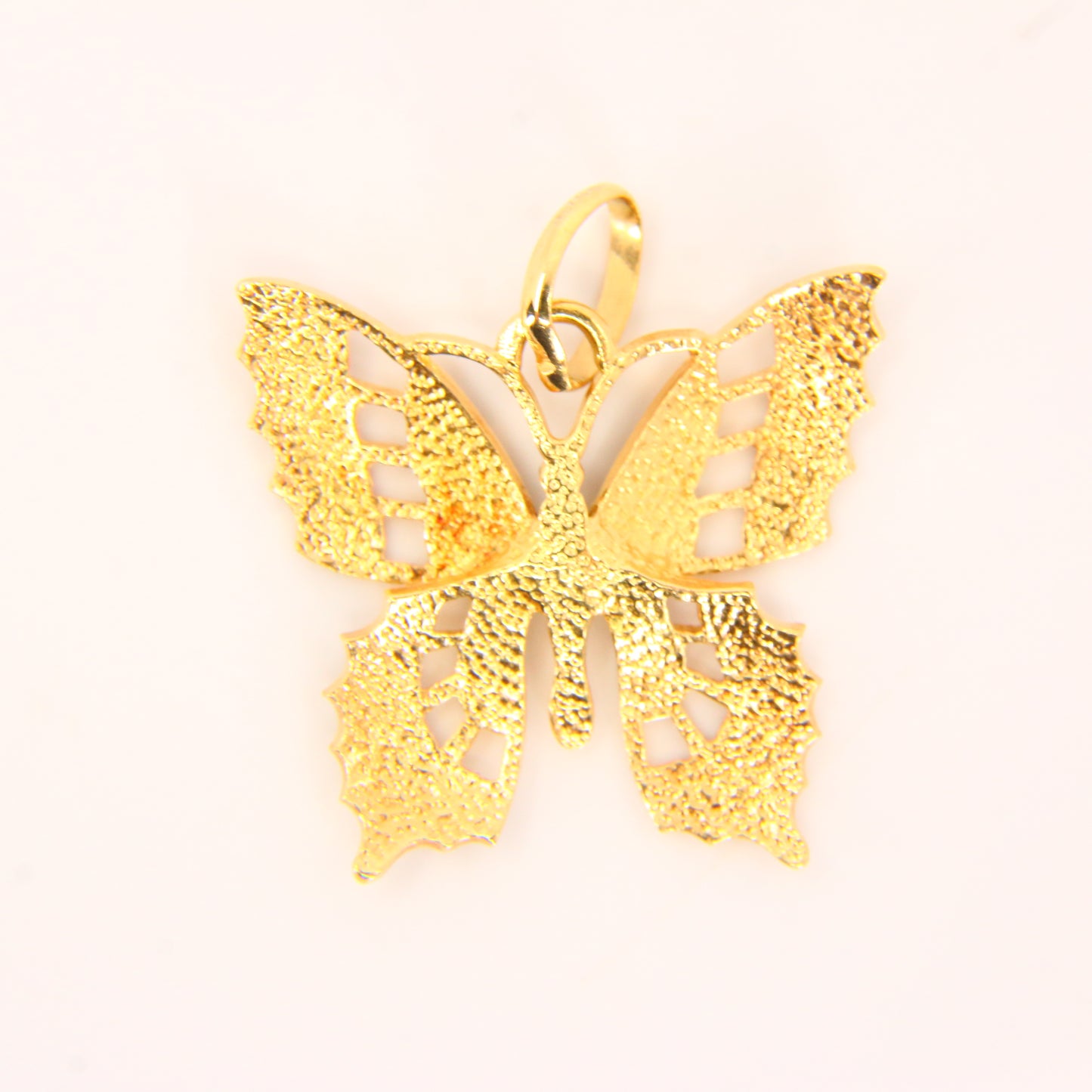 Vintage 18K Butterfly Pendant 18ct Yellow Gold Enamel Detailed Colourful Charm