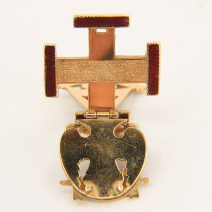 Vintage 14k Solid Gold Masonic 32nd Degree Pendant with Enamel