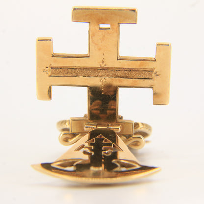 Vintage 14k Solid Gold Masonic 32nd Degree Pendant with Enamel