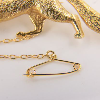 Vintage 9ct Hallmarked Gold Ruby Eyed Fox Brooch Wildlife Animal 1969 Boxed Gift