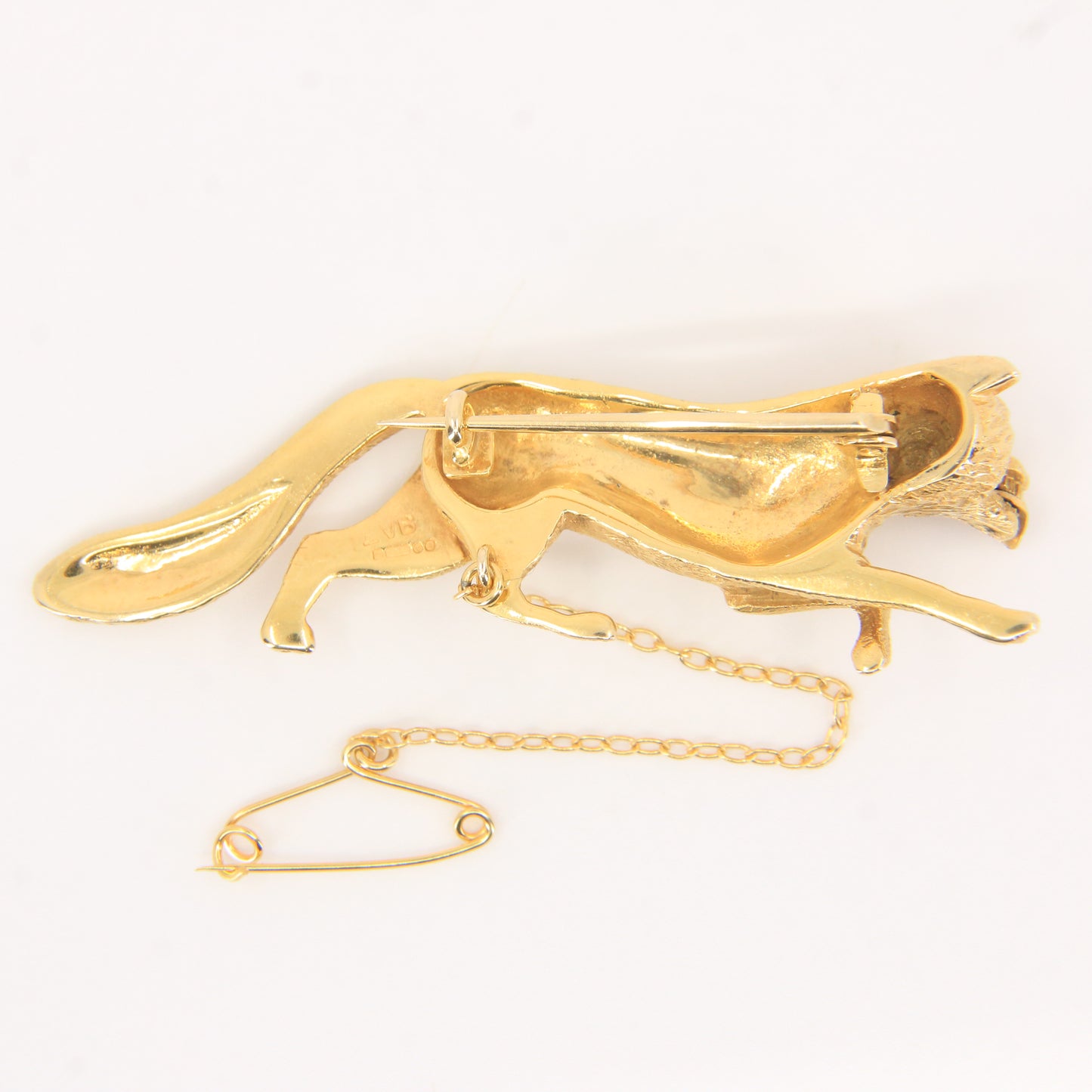 Vintage 9ct Hallmarked Gold Ruby Eyed Fox Brooch Wildlife Animal 1969 Boxed Gift