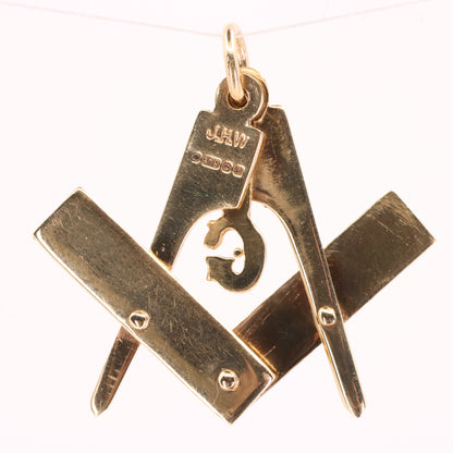 Vintage 9ct Hallmarked Gold Folding Masonic G Fob Loyalty Charm Freemason Gift
