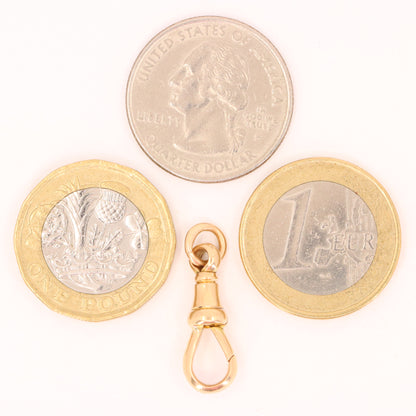 Antique 9ct Hallmarked Yellow Gold Albert Dog Clip Clasp Charm Pendant Holder
