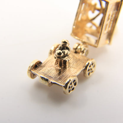 Vintage 9ct Hallmarked Gold Gypsy Wagon Charm | Opening Fortune Pendant