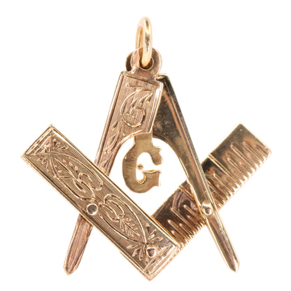 Vintage 9ct Hallmarked Gold Folding Masonic G Fob Loyalty Charm Freemason Gift