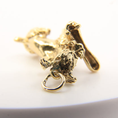 Vintage 9ct Hallmarked Gold Poodle Dog Charm | Heel Shoe Pendant