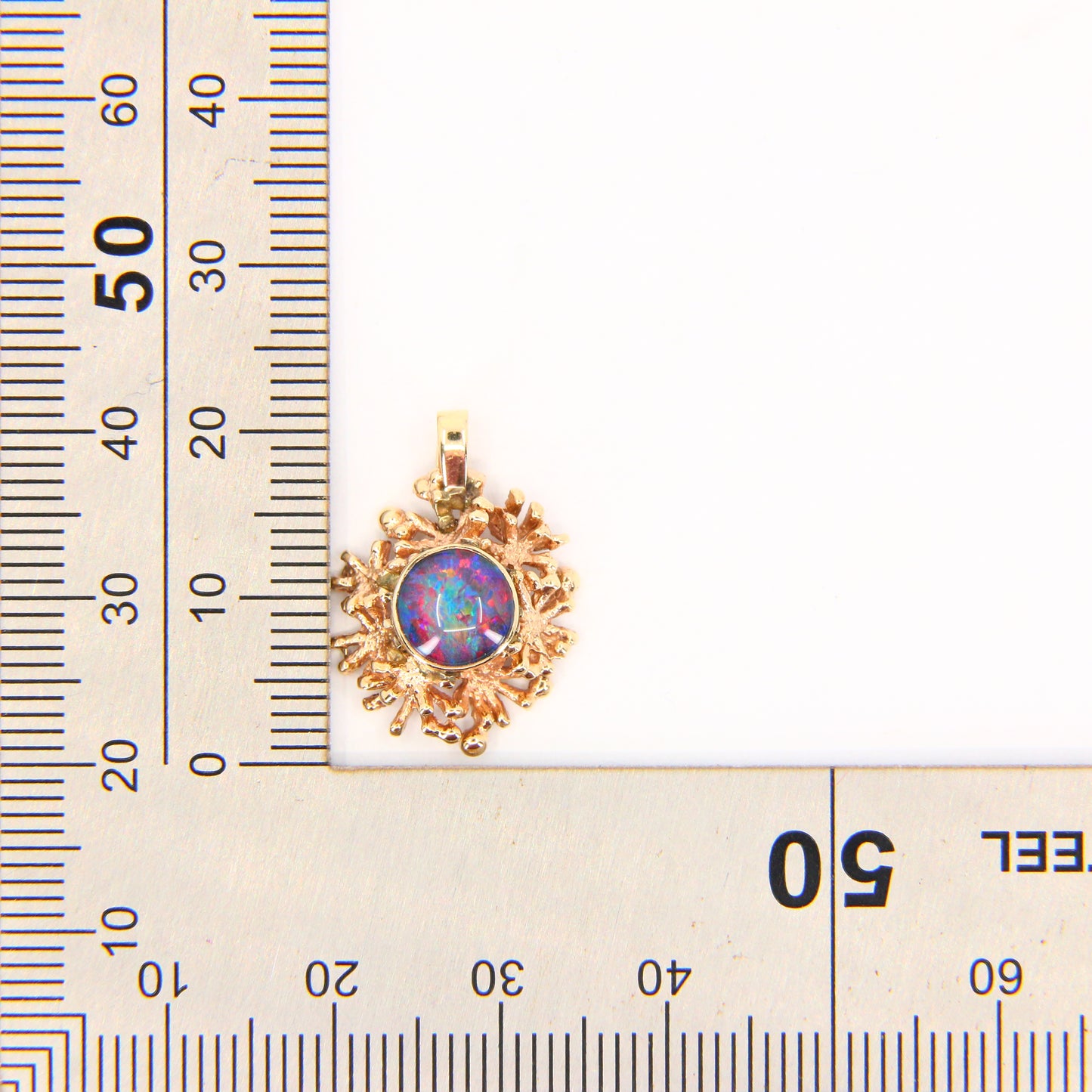 Small Vintage 9ct Blue Opal Pendant Unmarked 9 Carat Yellow Gold Charm