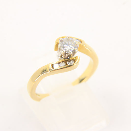 Vintage 18ct Hallmarked Gold Diamond Ring 1/4 Carat Classic Solitaire UK Size N