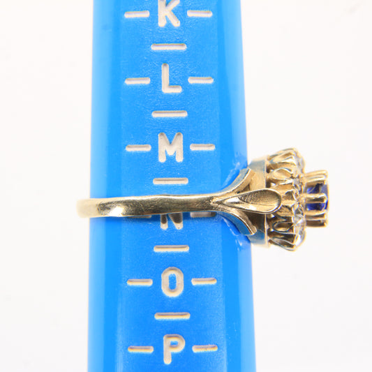 Vintage 9ct Hallmarked Yellow Gold Sapphire Diamond Cluster Ring UK Size N Boxed