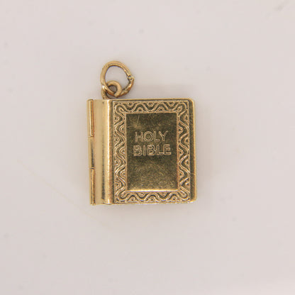 Vintage 9ct Hallmarked Gold Holy Bible Charm | Opening Locket with Pages