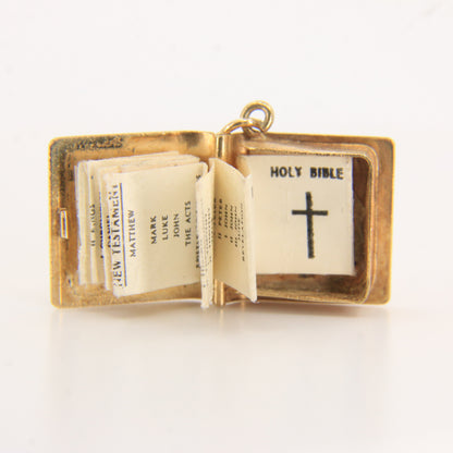 Vintage 9ct Hallmarked Gold Holy Bible Charm | Opening Locket with Pages