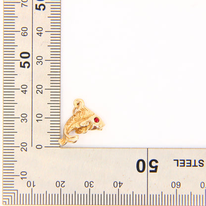 Vintage 9ct Red Eyed Leaping Fish Pendant Hallmarked 9 Carat Yellow Gold Charm