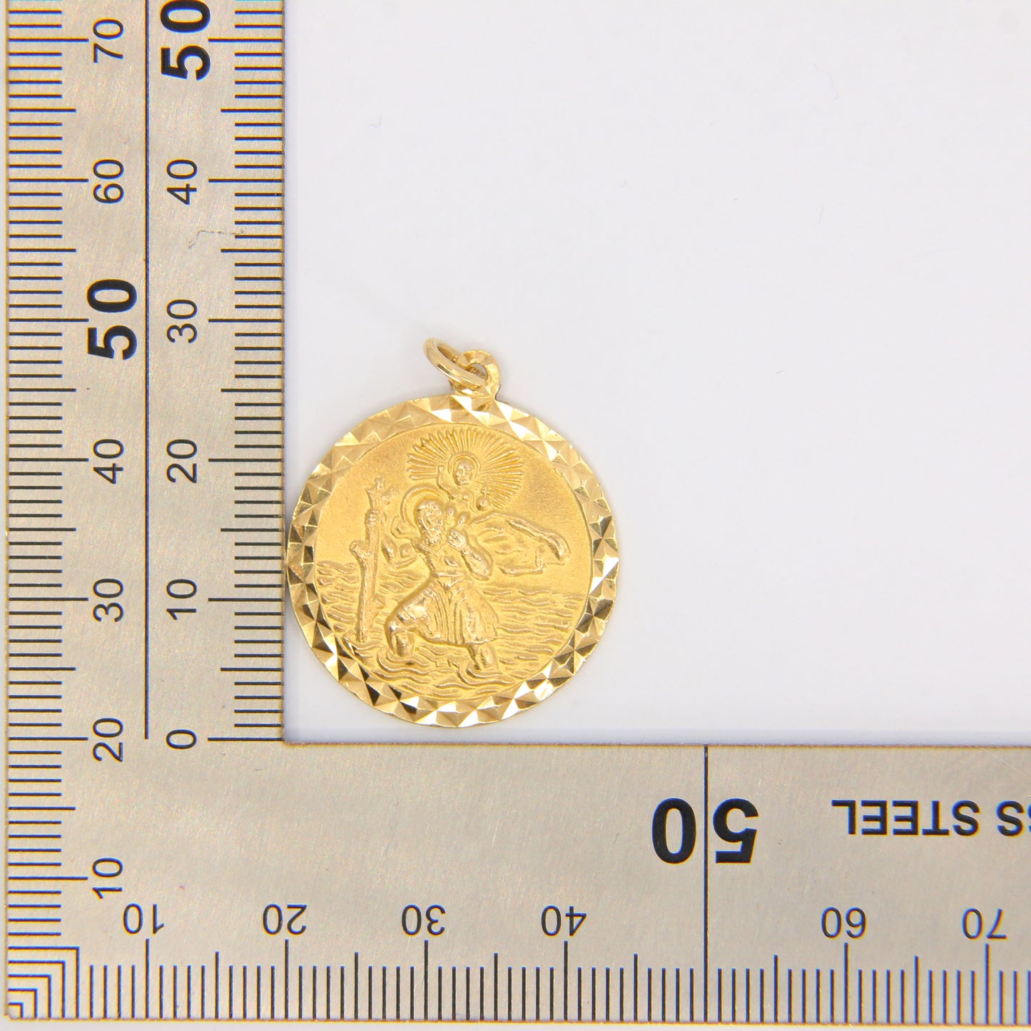 Vintage 9ct Saint Of Travellers Charm 9 Carat Saint Christopher Gold Pendant