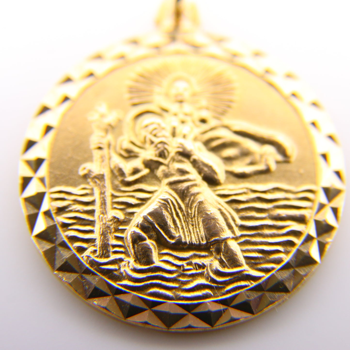 Vintage 9ct Saint Of Travellers Charm 9 Carat Saint Christopher Gold Pendant