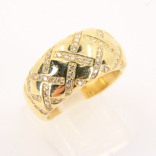 Vintage 18ct Hallmarked Gold Boodles Diamond Statement Ring Wide Band UK Size R