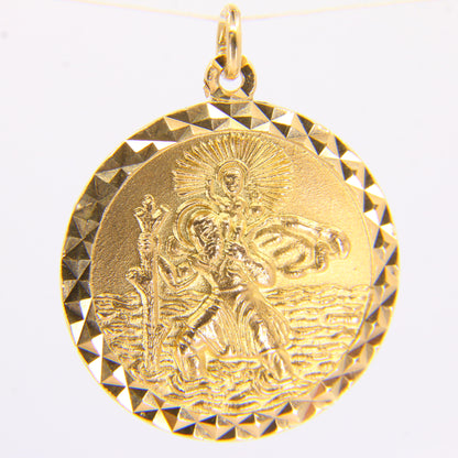 Vintage 9ct Saint Of Travellers Charm 9 Carat Saint Christopher Gold Pendant