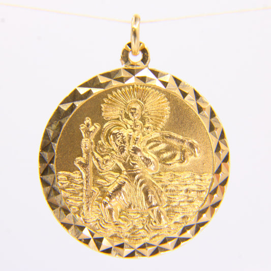 Vintage 9ct Saint Of Travellers Charm 9 Carat Saint Christopher Gold Pendant