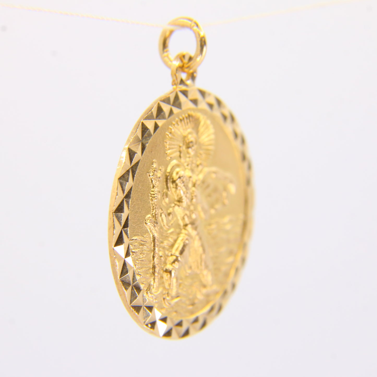 Vintage 9ct Saint Of Travellers Charm 9 Carat Saint Christopher Gold Pendant