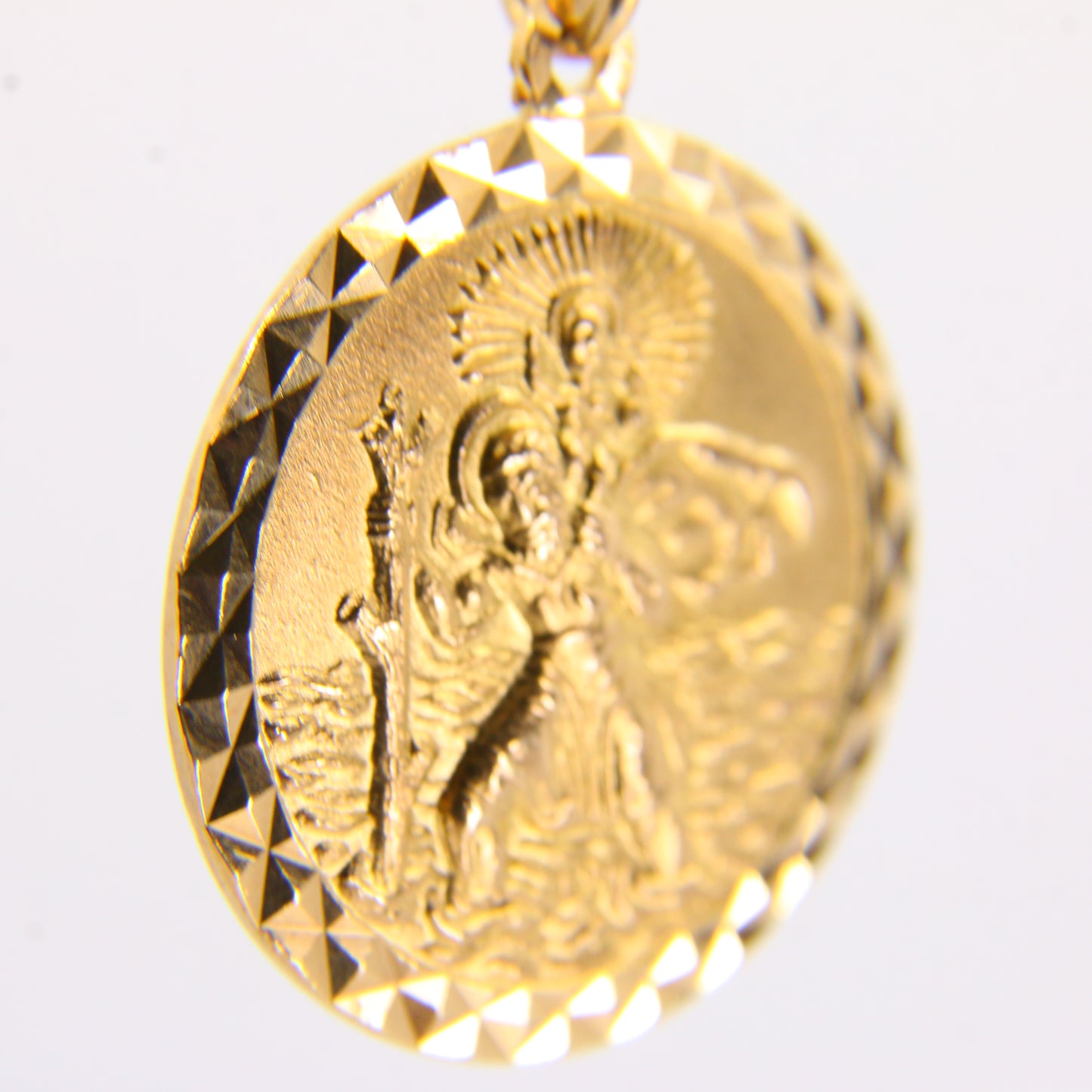 Vintage 9ct Saint Of Travellers Charm 9 Carat Saint Christopher Gold Pendant