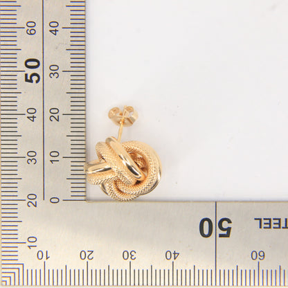 Vintage 9ct Hallmarked Yellow Gold Knot Stud Earrings Textured Design Boxed Gift
