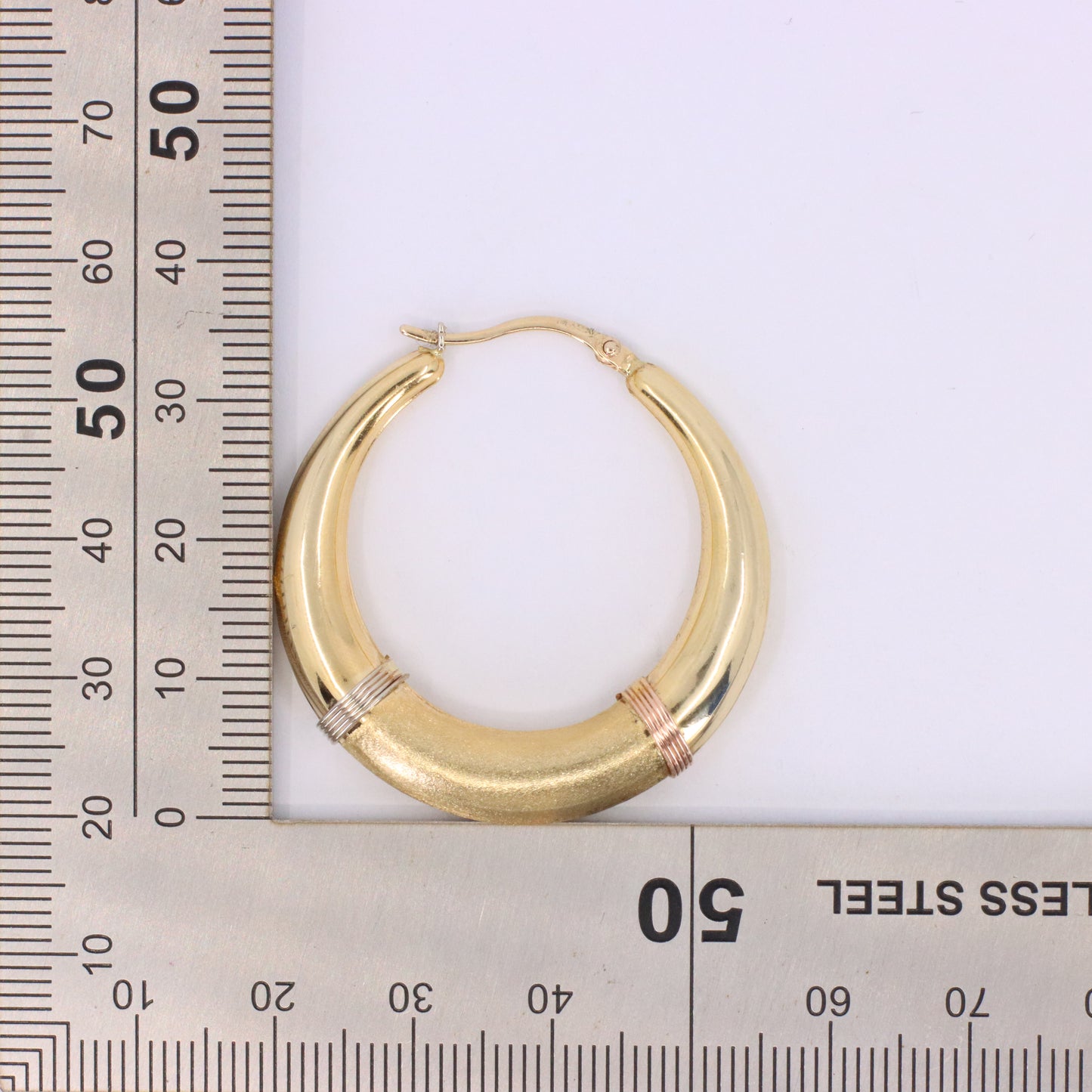 Vintage 14ct Gold Italian Hoop Earrings Medium Oval Creole Earrings Boxed Gift