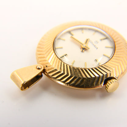 Vintage 9ct Rodania Swiss Made Watch Pendant 9 Carat Hallmarked Yellow Gold 17 Jewel Watch Charm