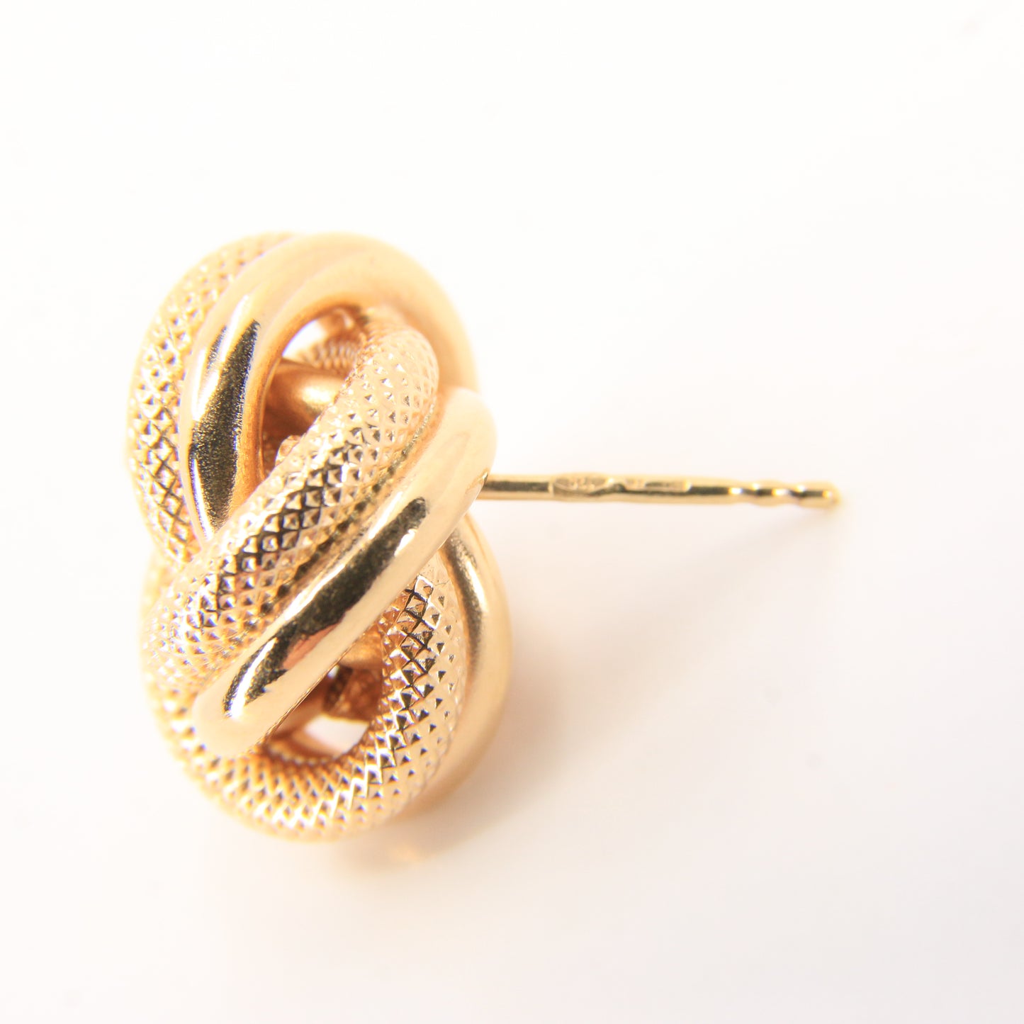 Vintage 9ct Hallmarked Yellow Gold Knot Stud Earrings Textured Design Boxed Gift