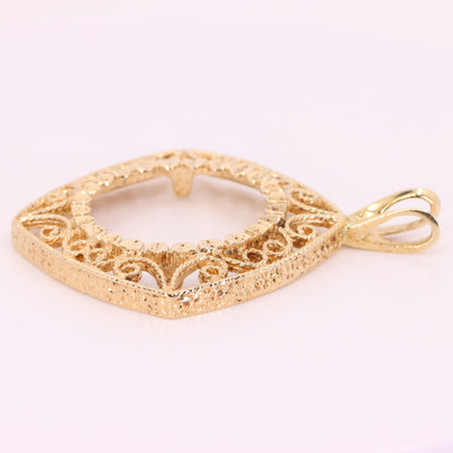 Vintage 9ct Hallmarked Gold Full Sovereign Coin Frame Mount Filigree Pendant