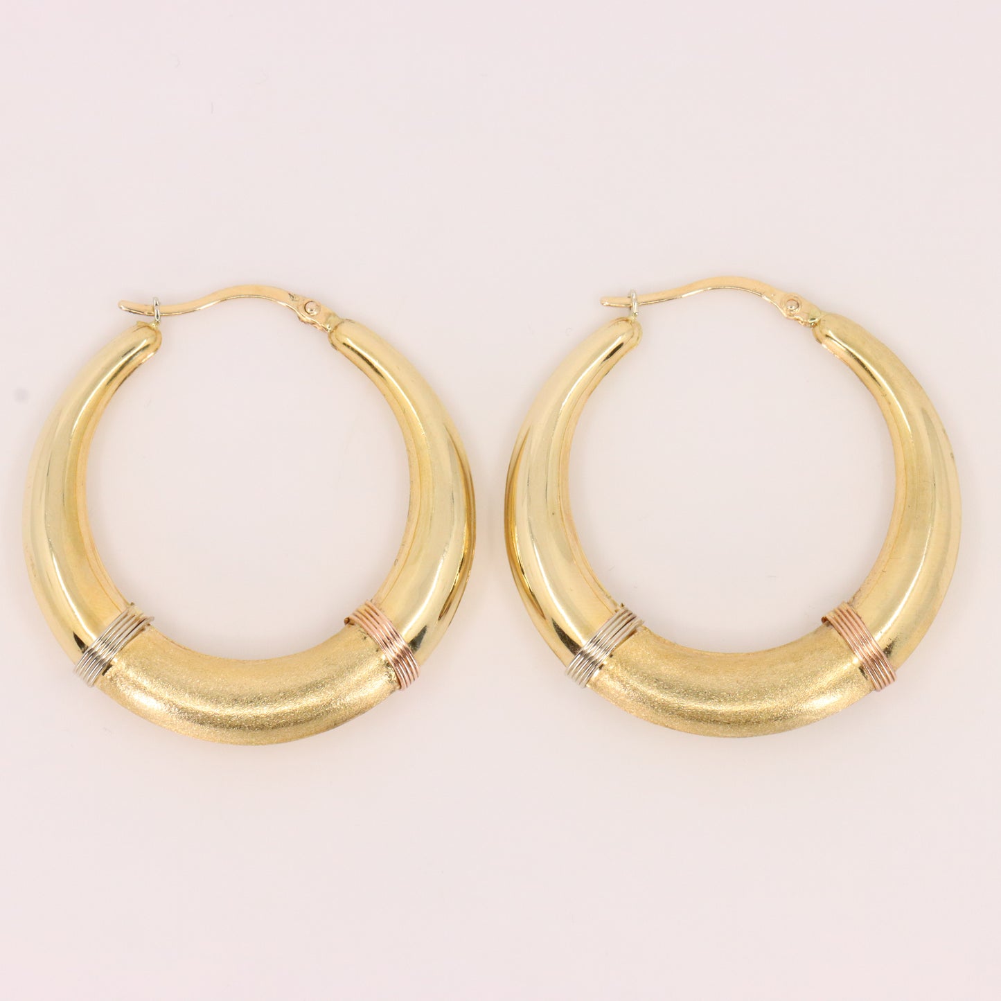 Vintage 14ct Gold Italian Hoop Earrings Medium Oval Creole Earrings Boxed Gift