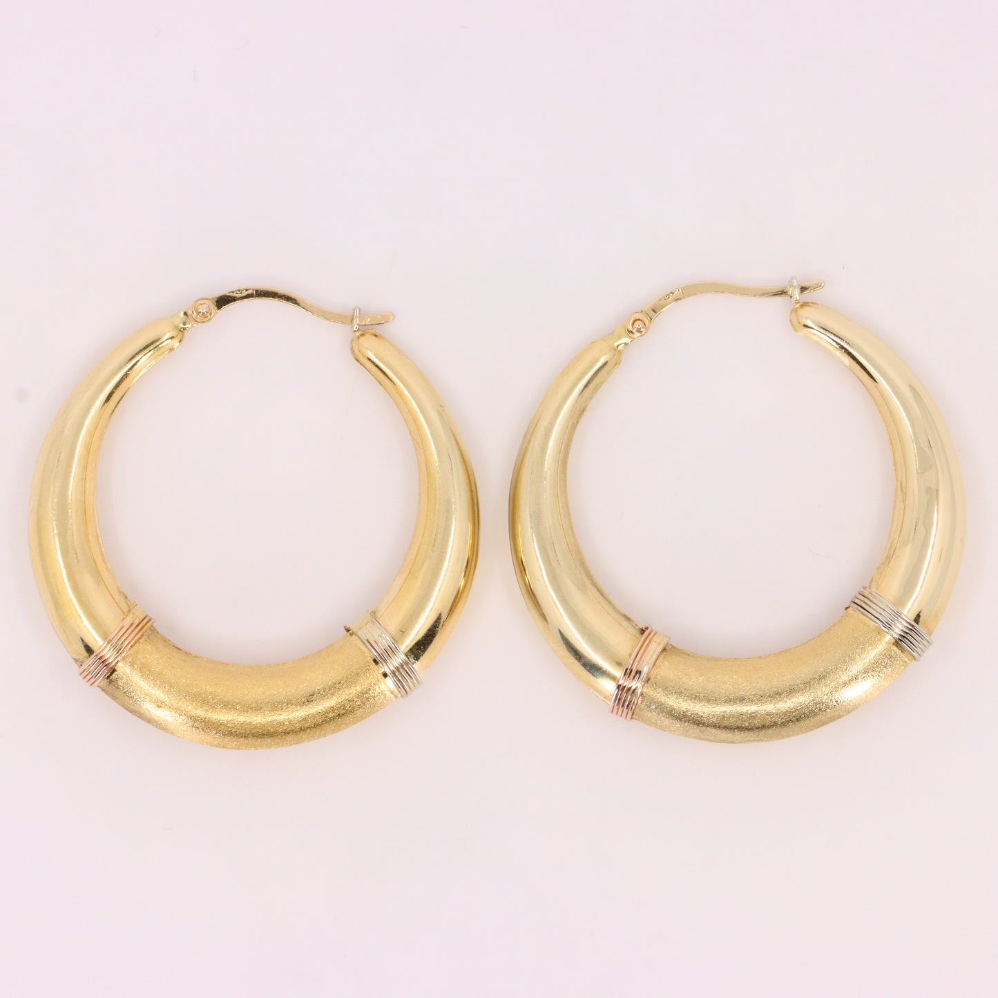 Vintage 14ct Gold Italian Hoop Earrings Medium Oval Creole Earrings Boxed Gift