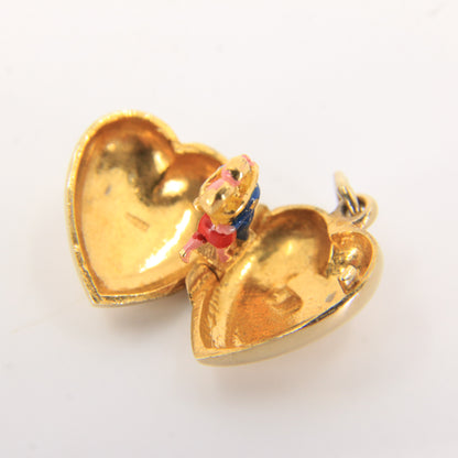 Vintage 9ct Hallmarked Gold Heart Charm – Enamel Dancing Couple