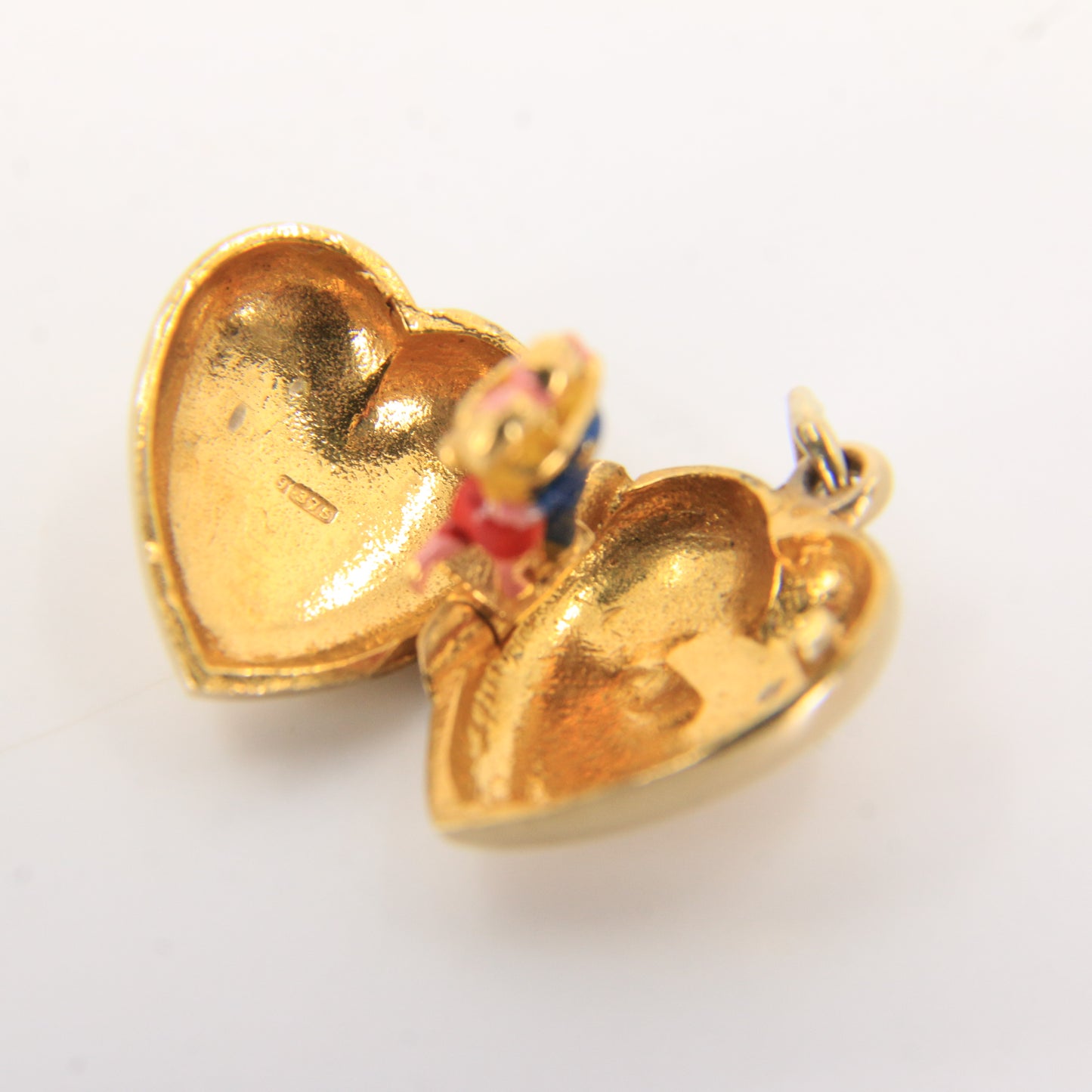 Vintage 9ct Hallmarked Gold Heart Charm – Enamel Dancing Couple