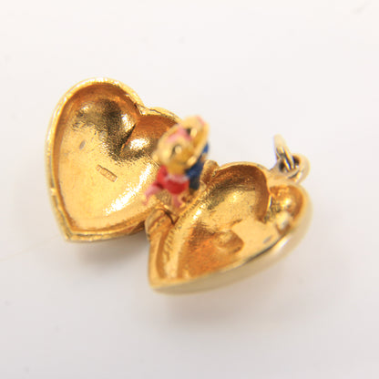 Vintage 9ct Hallmarked Gold Heart Charm – Enamel Dancing Couple