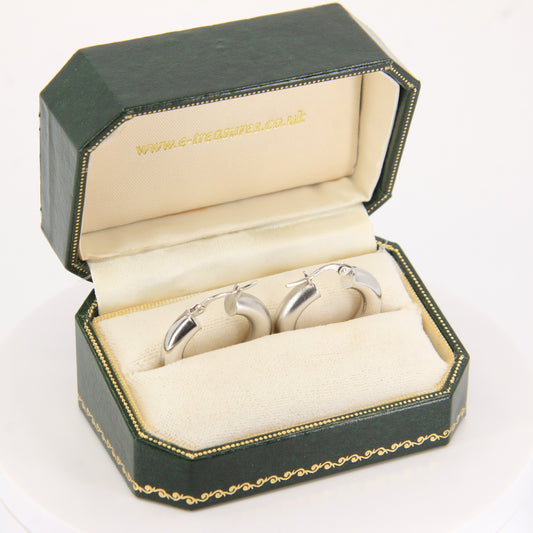 Vintage 9ct Hallmarked White Gold Hoop Earrings Italian Boxed Gift