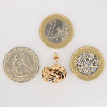 Vintage 9ct Hallmarked Yellow Gold Knot Stud Earrings Classic Design Boxed Gift