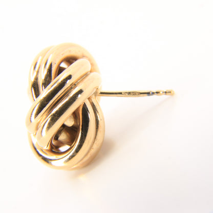 Vintage 9ct Hallmarked Yellow Gold Knot Stud Earrings Classic Design Boxed Gift