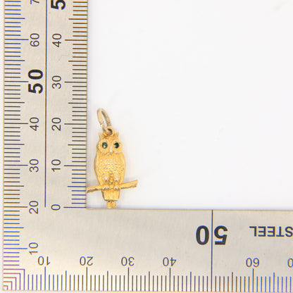 Vintage 9ct Hallmarked Gold Owl Pendant Charm – Yellow Gold Gift