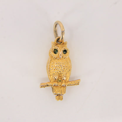 Vintage 9ct Hallmarked Gold Owl Pendant Charm – Yellow Gold Gift