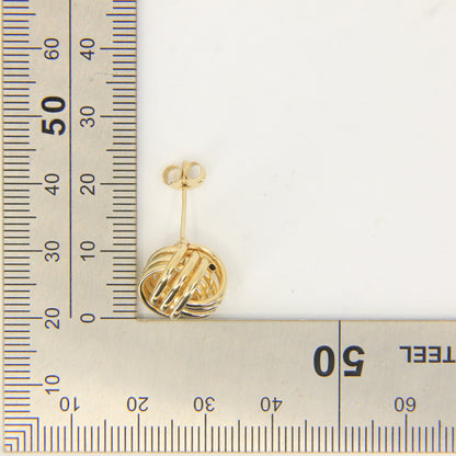 Vintage 9ct Hallmarked Yellow Gold Knot Stud Earrings Classic Design Boxed Gift
