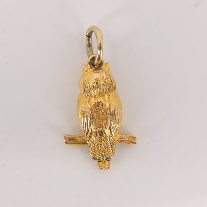 Vintage 9ct Hallmarked Gold Owl Pendant Charm – Yellow Gold Gift
