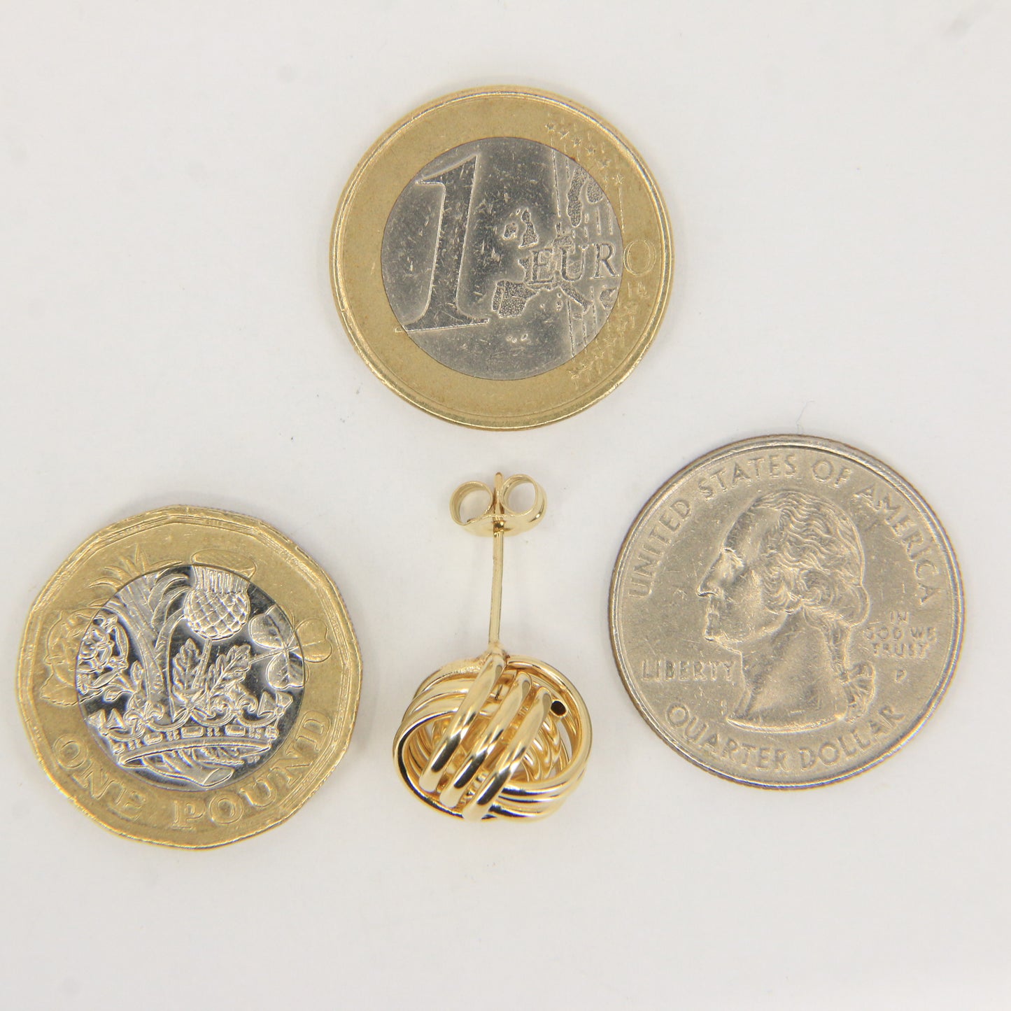 Vintage 9ct Hallmarked Yellow Gold Knot Stud Earrings Classic Design Boxed Gift