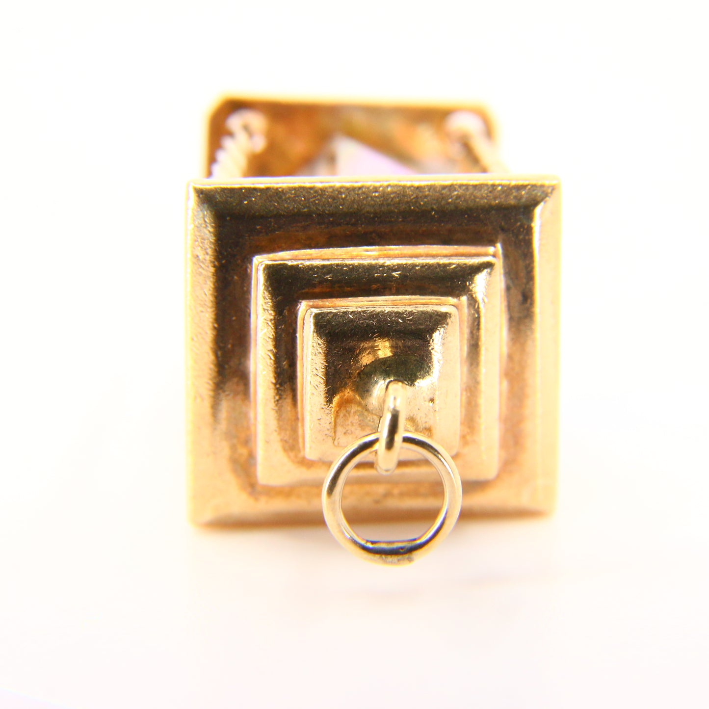 Vintage 9ct Lantern Charm Hallmarked Clear Gem Hallmarked Yellow Gold Pendant