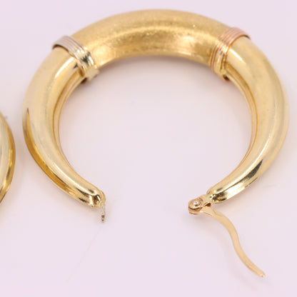 Vintage 14ct Gold Italian Hoop Earrings Medium Oval Creole Earrings Boxed Gift