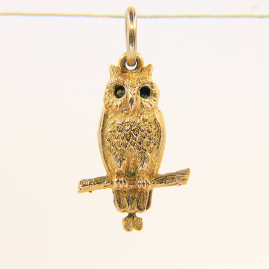 Vintage 9ct Hallmarked Gold Owl Pendant Charm – Yellow Gold Gift