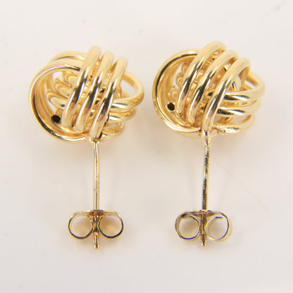 Vintage 9ct Hallmarked Yellow Gold Knot Stud Earrings Classic Design Boxed Gift