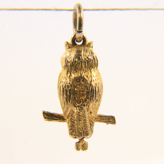 Vintage 9ct Hallmarked Gold Owl Pendant Charm – Yellow Gold Gift