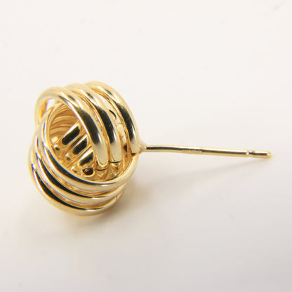 Vintage 9ct Hallmarked Yellow Gold Knot Stud Earrings Classic Design Boxed Gift